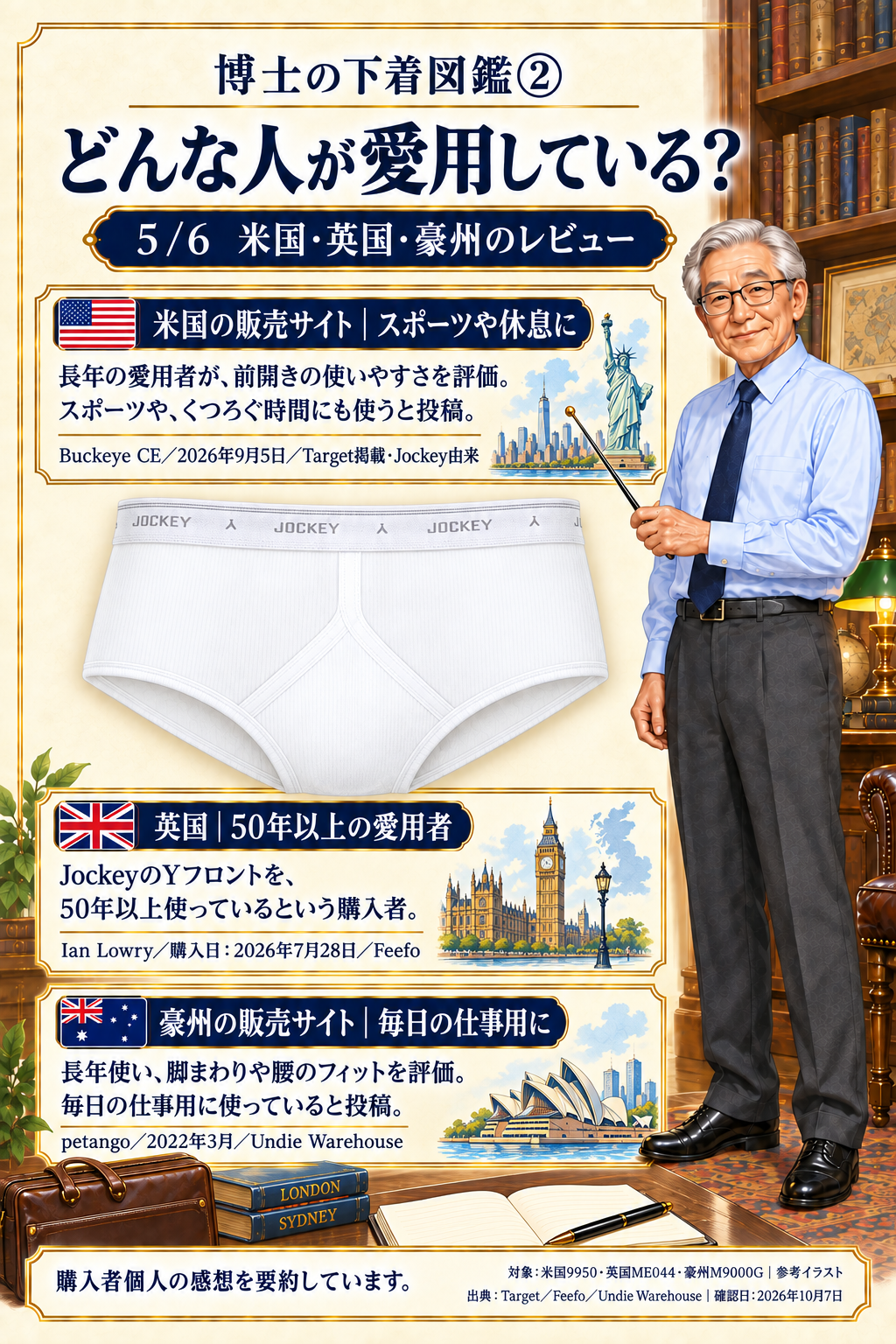 博士の下着図鑑② 前開きとYフロントの説明用イラスト