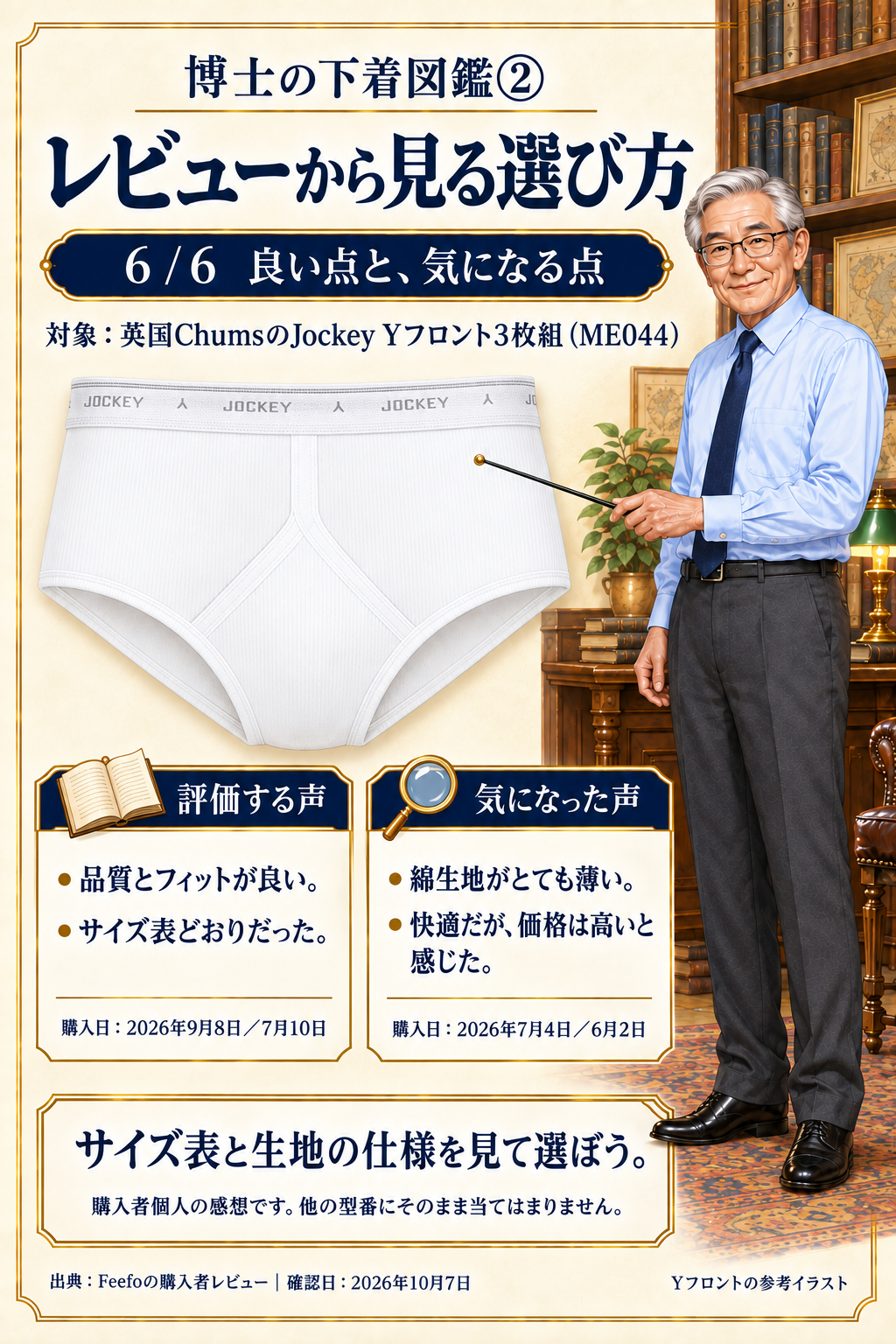 博士の下着図鑑② 前開きとYフロントの説明用イラスト