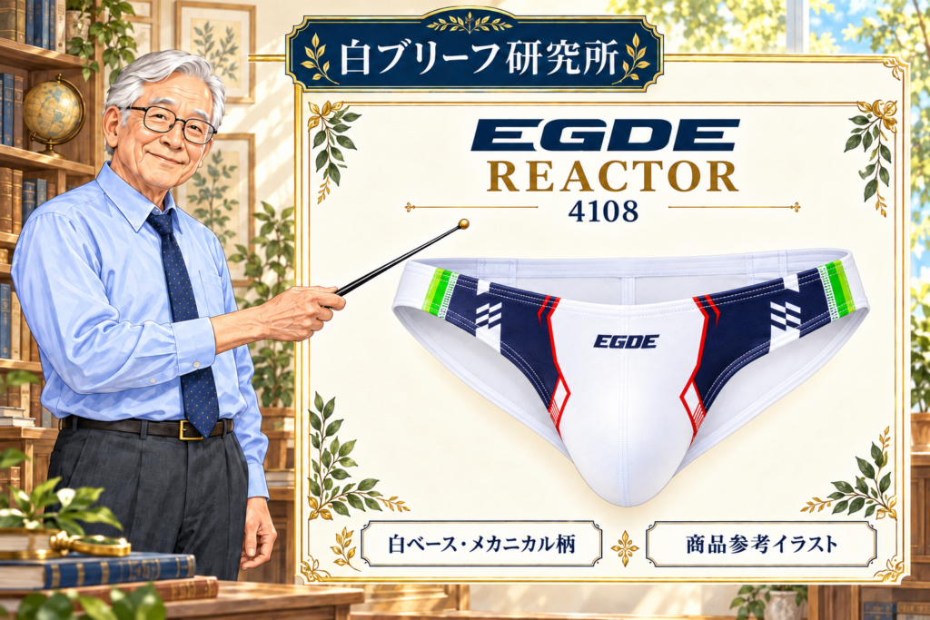 研究所の博士がEGDEのREACTOR(4108)を指示棒で解説する商品参考イラスト