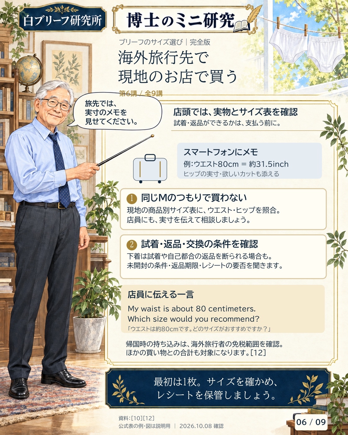 博士のブリーフサイズ解説 第6講：海外旅行先のお店で買うとき