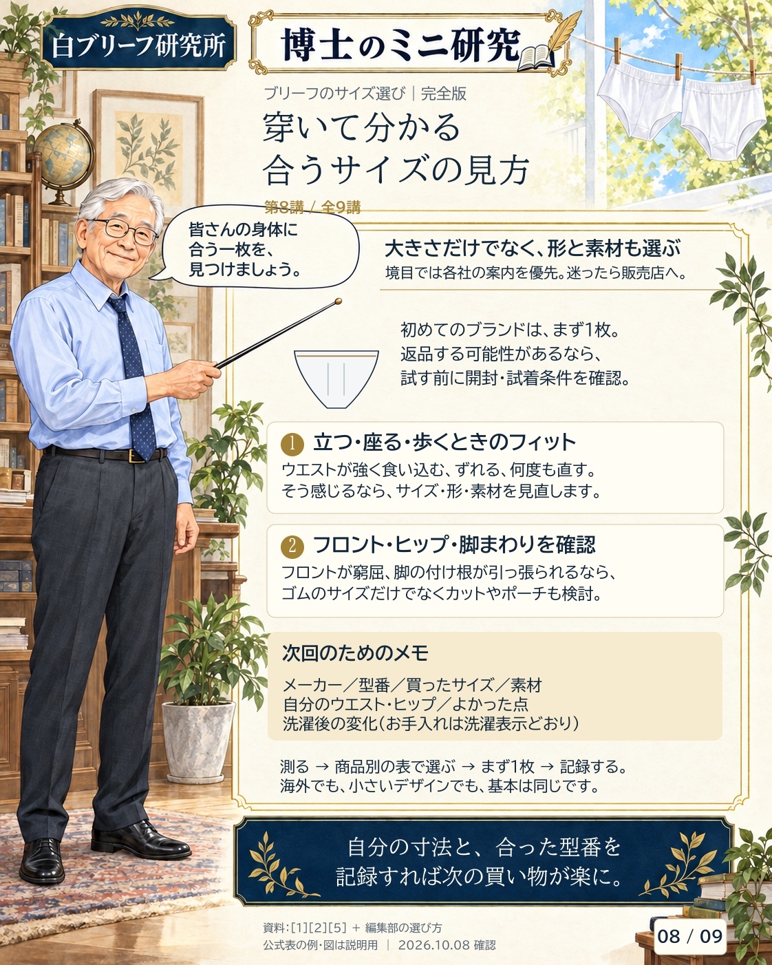 博士のブリーフサイズ解説 第8講：穿き心地とサイズの確認
